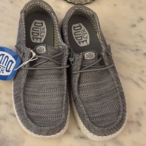 Youth Hey Dude Knit Gray Loafers NWT